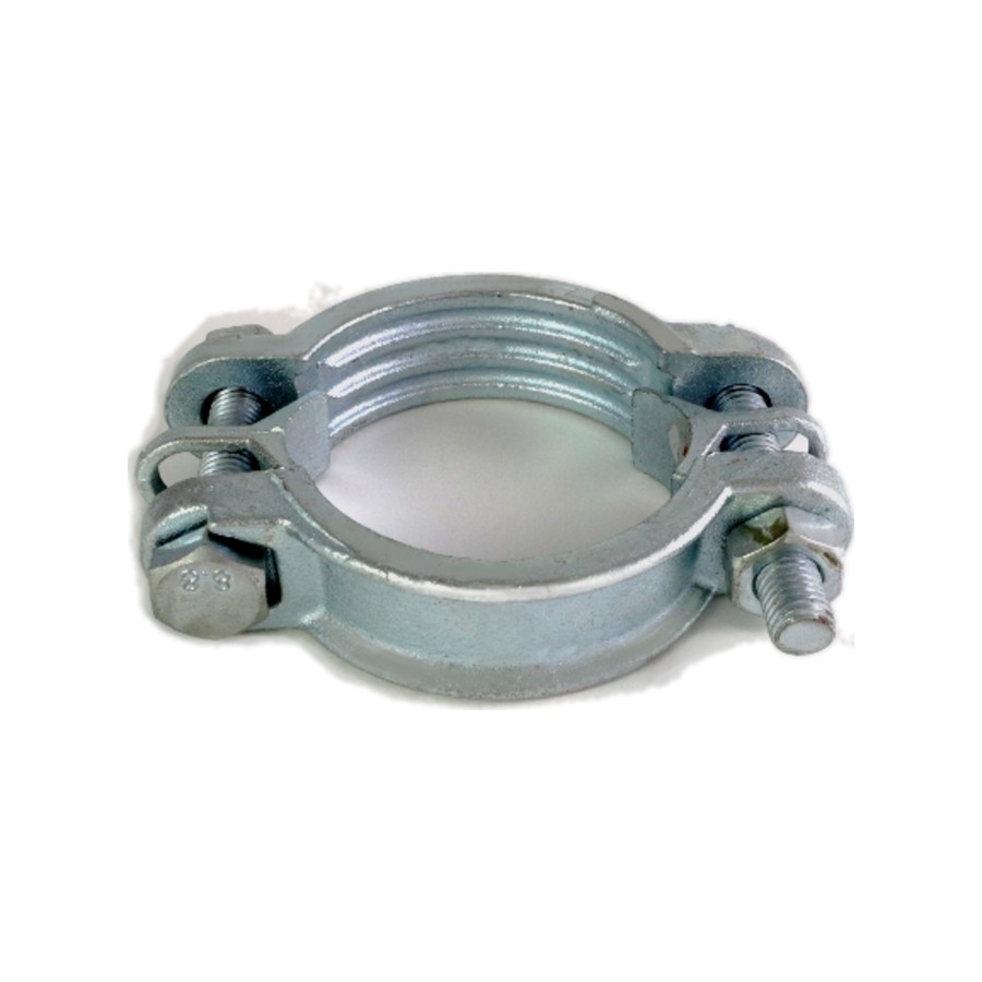 Double bolt hose clamp in investment cast ductile iron, plated