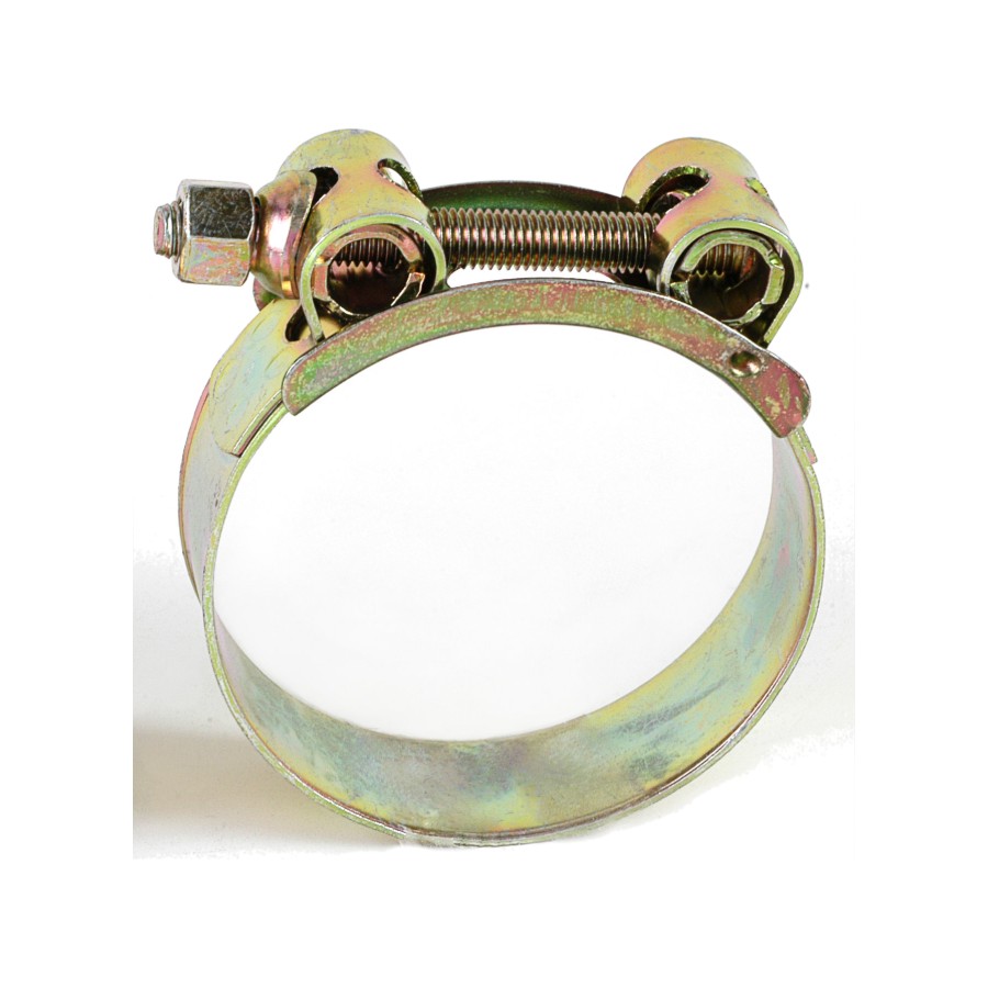 T-bolt hose clamp with zinc plated band and hollow mandrel
